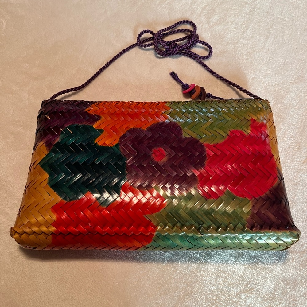 Waves Floral Woven Clutch / Crossbody / Shoulder Bag NWOT